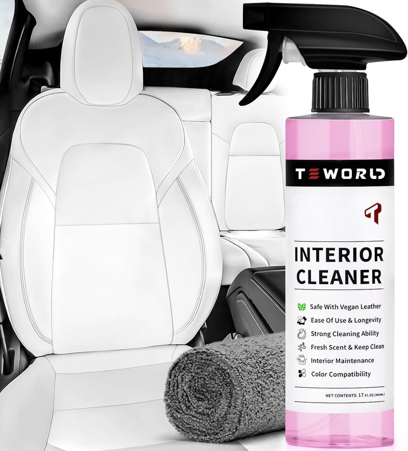 teworld Tesla Seat Cleaner Remover Stain Biodegradable, Safe on White & Black Vegan Leather, Tesla Interior Cleaning Products for Seats, Console, Dash, Tesla Model 3/Y/S/X Accessories for 2025 | 2026 - Image 1
